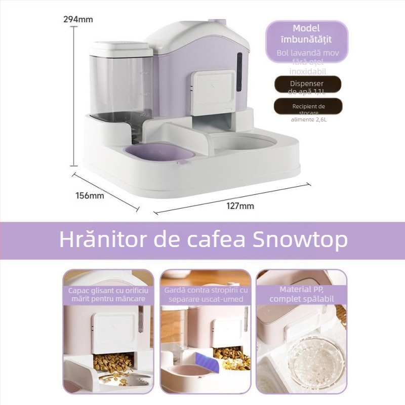 Pisică bol hrană pentru pisici bazin zăpadă casă hrănire automată adăpător integrat anti-răsturnare animal de companie pisică cățeluș câine orez bol dublu bol