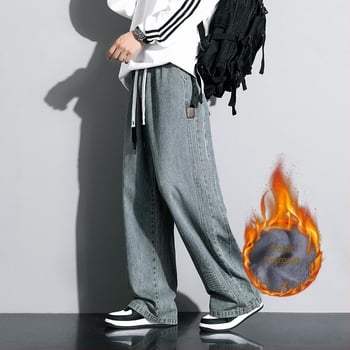 JYF-A502JR Blugi personalizați noi, drepți, de stradă principală, stil american, retro, slăbire, plus fat, mărime mare, căptușiți cu fleece, îngroșați