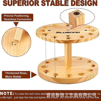 Suport de depozitare pentru undițe din lemn masiv, compartiment rotund, suport rotativ pentru undițe, raft de afișare pentru tac de biliard comercial