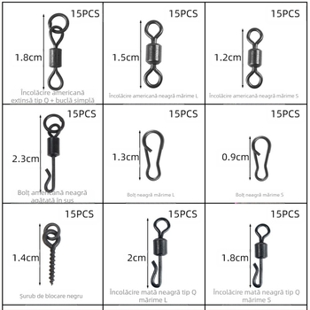 300 de piese de accesorii pentru pescuitul crapului Kuou în stil european, set de furtunuri, opritor de fasole, accesorii pivotante pentru echipamente de pescuit transfrontaliere