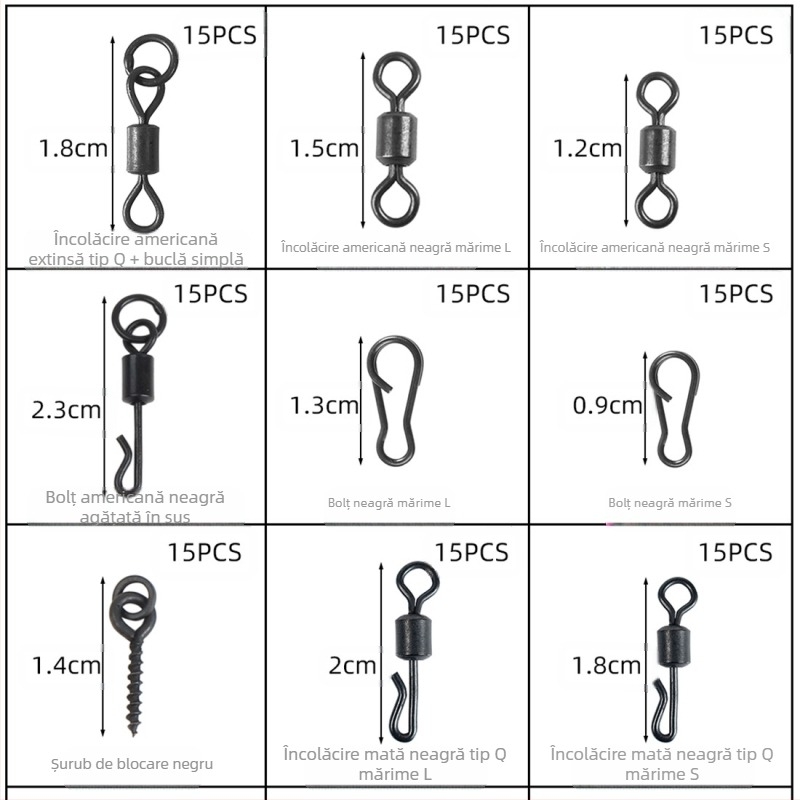 300 de piese de accesorii pentru pescuitul crapului Kuou în stil european, set de furtunuri, opritor de fasole, accesorii pivotante pentru echipamente de pescuit transfrontaliere