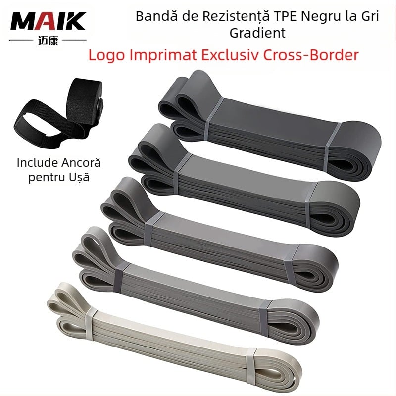 Bandă de rezistență pentru antrenament de forță, pentru atletism, pentru bărbați, pentru acasă, bandă de tensiune din latex elastică, culoare gri-negru, în gradient
