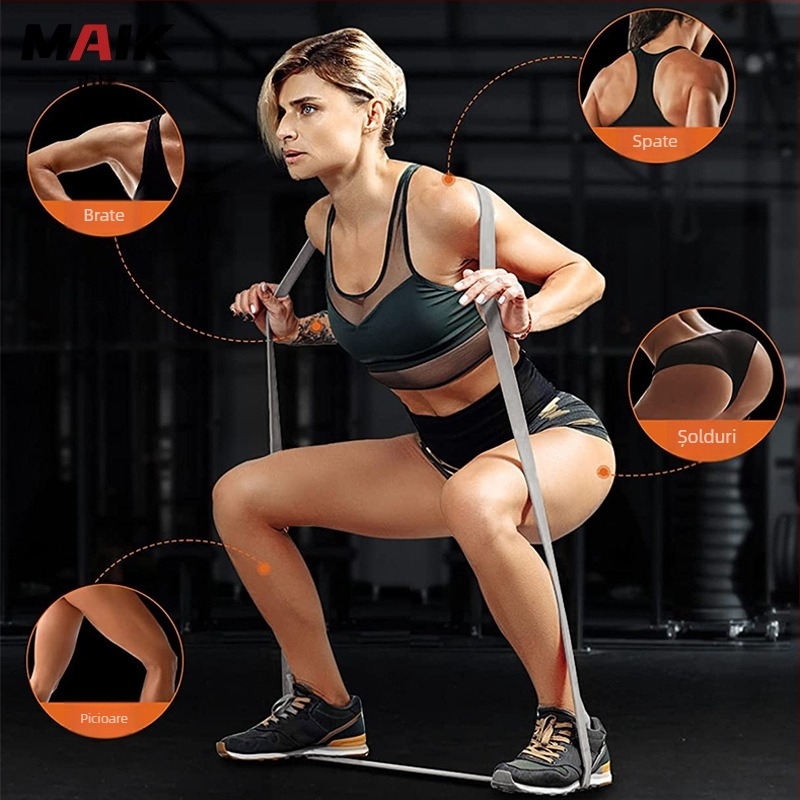 Bandă de rezistență pentru antrenament de forță, pentru atletism, pentru bărbați, pentru acasă, bandă de tensiune din latex elastică, culoare gri-negru, în gradient