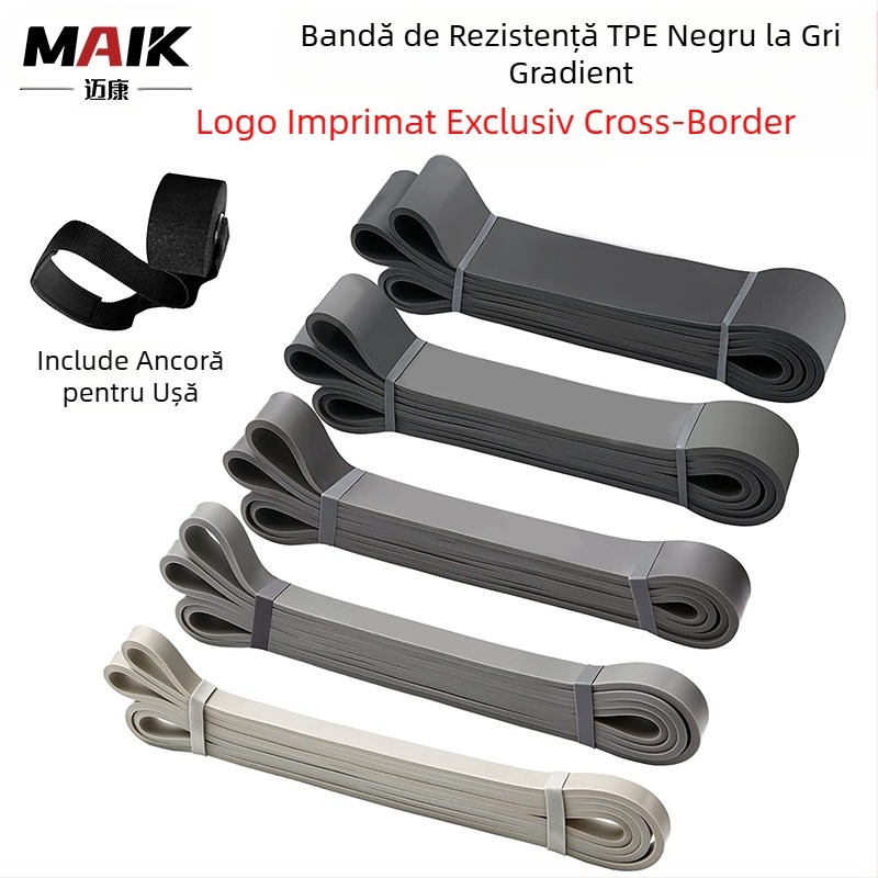 Bandă de rezistență pentru antrenament de forță, pentru atletism, pentru bărbați, pentru acasă, bandă de tensiune din latex elastică, culoare gri-negru, în gradient