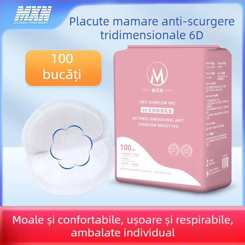 Tampon de lapte anti-revărsare, tampon de lapte de unică folosință, postpartum, lactație, ultra-subțire, plasture de lapte anti-revărsare, 100 de bucăți, tampon de lapte pentru hrănire