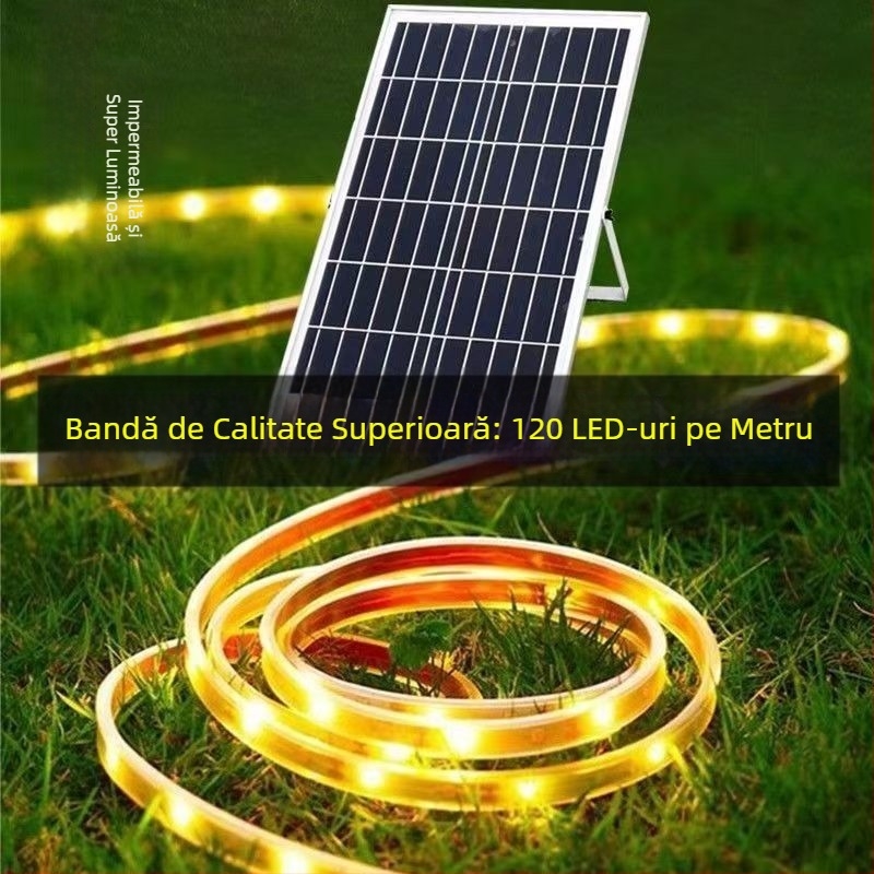 Lampă solară nouă cu bară de lumină LED pentru exterior, impermeabilă, super luminoasă, pentru curte, balcon, grădină, atmosferă, vilă, streașină