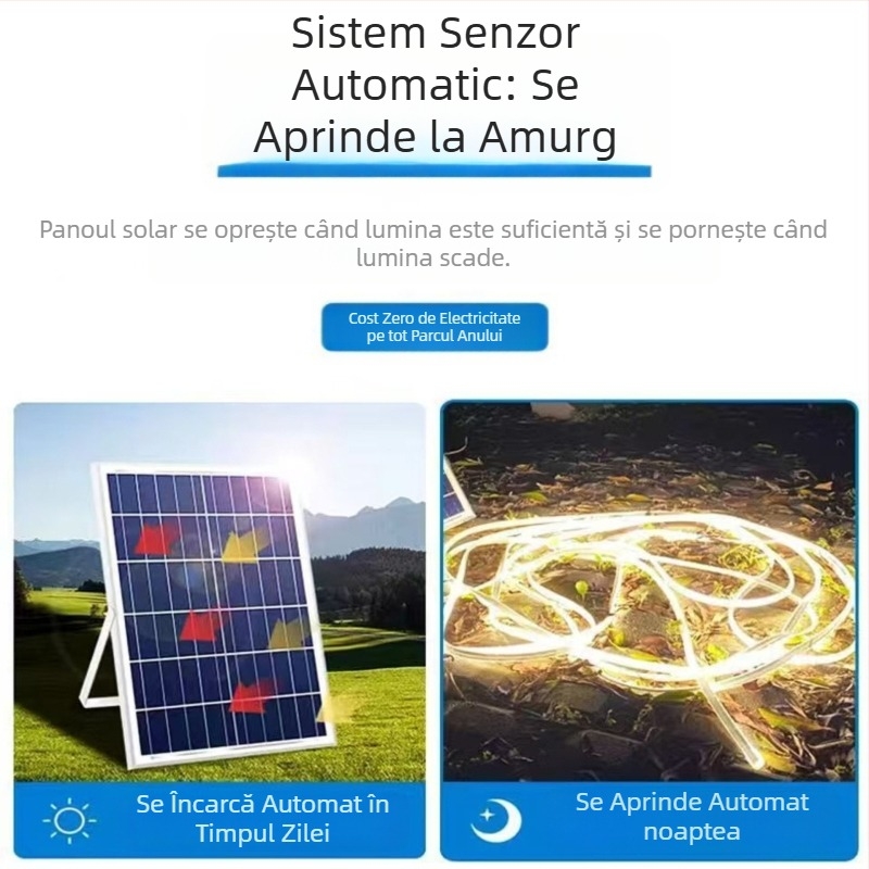 Lampă solară nouă cu bară de lumină LED pentru exterior, impermeabilă, super luminoasă, pentru curte, balcon, grădină, atmosferă, vilă, streașină