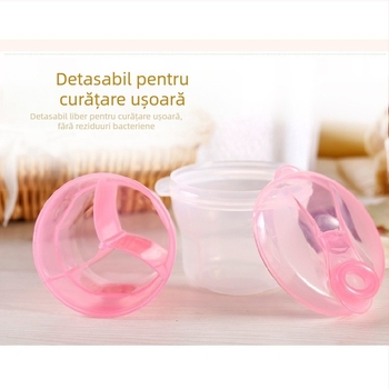 Cutie de lapte praf pentru bebeluși, en-gros din fabrică, cutie portabilă pentru separarea laptelui praf, cu trei compartimente, ambalaj rotativ pentru gustări cu lapte praf