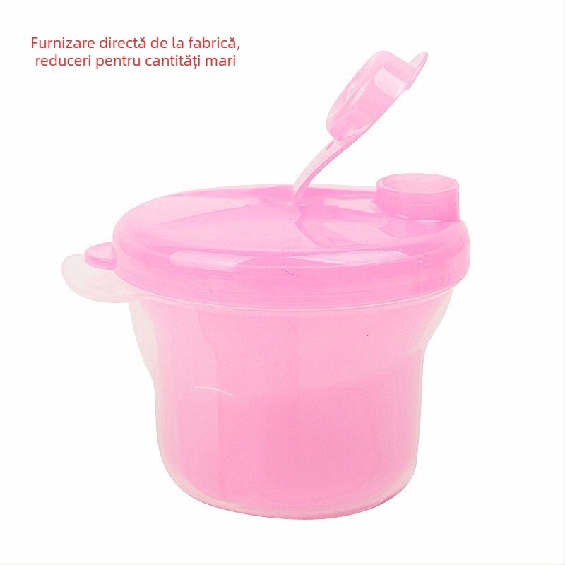 Cutie de lapte praf pentru bebeluși, en-gros din fabrică, cutie portabilă pentru separarea laptelui praf, cu trei compartimente, ambalaj rotativ pentru gustări cu lapte praf