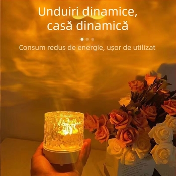 Agita sunetul unei mici cărți roșii cu ondulație cilindrică a apei USB, lumină atmosferică rotativă dinamică, lumină muzicală Bluetooth cu telecomandă colorată