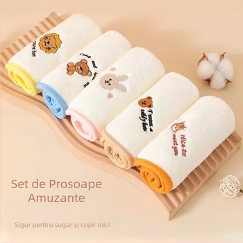 Prosop de față pătrat pentru bebeluși cu margine colorată, moale, pentru copii, prosop de față pătrat mic pentru grădiniță, 30 * 30 cm