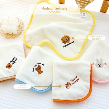 Prosop de față pătrat pentru bebeluși cu margine colorată, moale, pentru copii, prosop de față pătrat mic pentru grădiniță, 30 * 30 cm