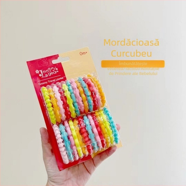 Inel de dentiție curcubeu pentru bebeluși, inel de dentiție din plastic de siguranță, en-gros