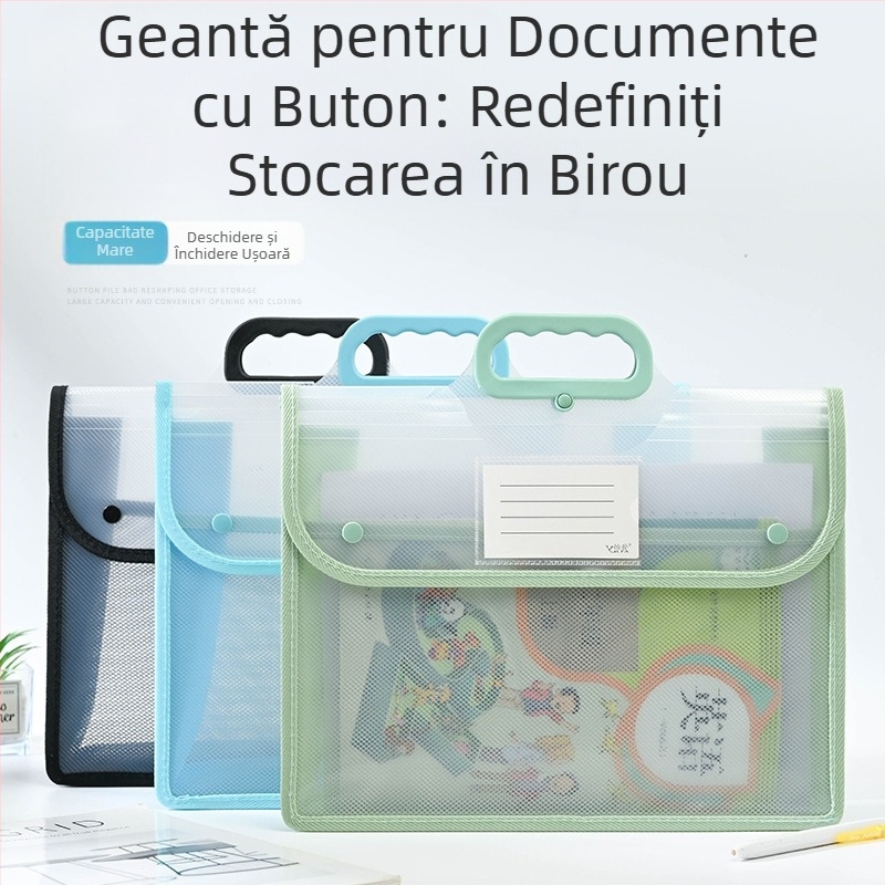 Geantă transparentă pentru documente, impermeabilă, PP, geantă de depozitare cu snap, geantă de hârtie pentru studenți, geantă de mare capacitate A4 pentru informații, geantă de meditații