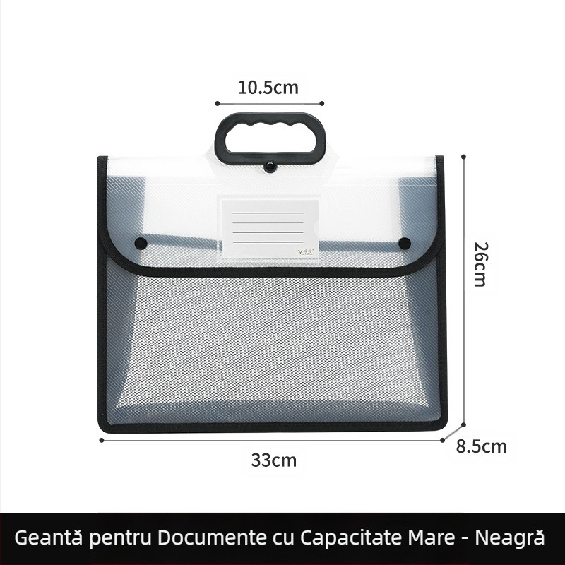 Geantă transparentă pentru documente, impermeabilă, PP, geantă de depozitare cu snap, geantă de hârtie pentru studenți, geantă de mare capacitate A4 pentru informații, geantă de meditații