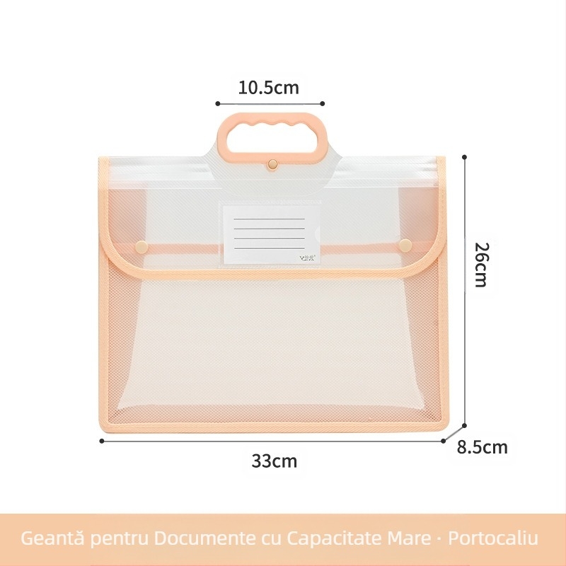 Geantă transparentă pentru documente, impermeabilă, PP, geantă de depozitare cu snap, geantă de hârtie pentru studenți, geantă de mare capacitate A4 pentru informații, geantă de meditații