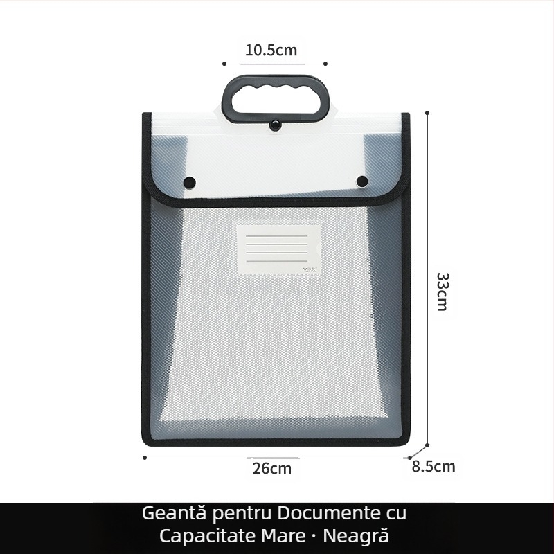Geantă transparentă pentru documente, impermeabilă, PP, geantă de depozitare cu snap, geantă de hârtie pentru studenți, geantă de mare capacitate A4 pentru informații, geantă de meditații