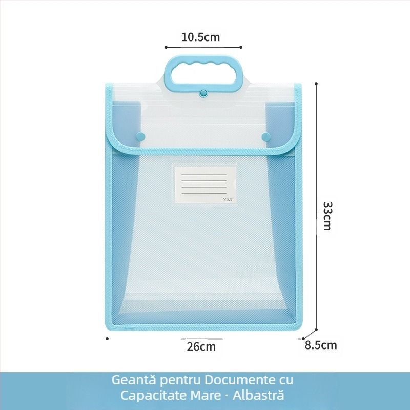 Geantă transparentă pentru documente, impermeabilă, PP, geantă de depozitare cu snap, geantă de hârtie pentru studenți, geantă de mare capacitate A4 pentru informații, geantă de meditații