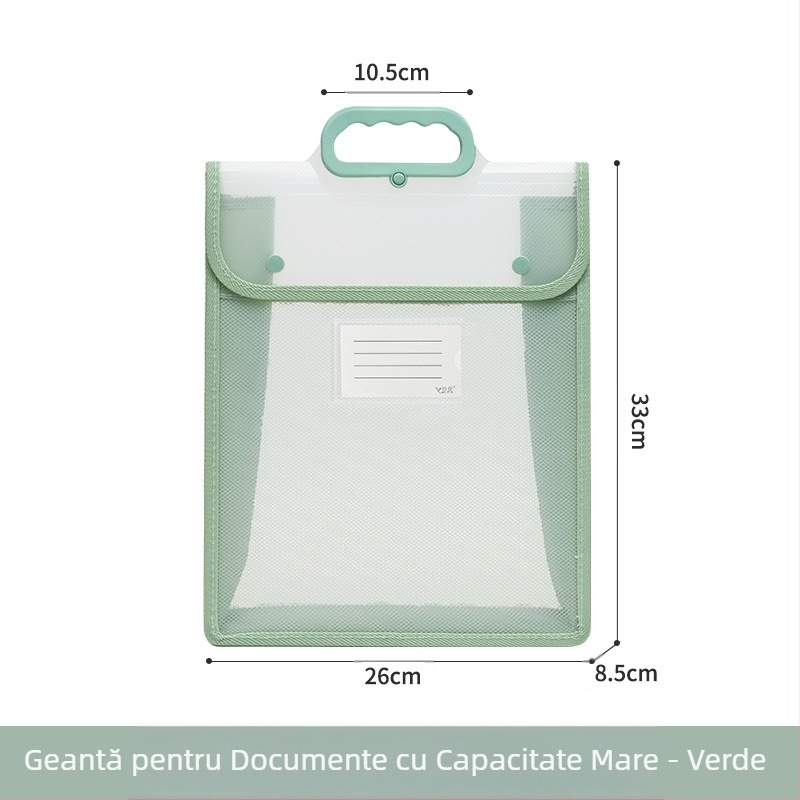 Geantă transparentă pentru documente, impermeabilă, PP, geantă de depozitare cu snap, geantă de hârtie pentru studenți, geantă de mare capacitate A4 pentru informații, geantă de meditații