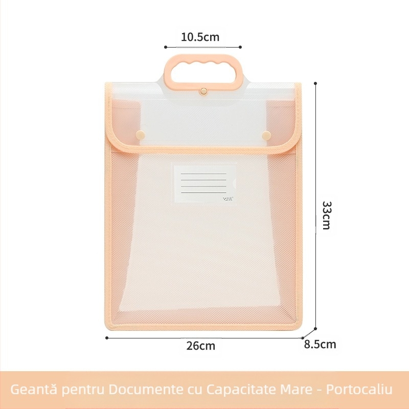 Geantă transparentă pentru documente, impermeabilă, PP, geantă de depozitare cu snap, geantă de hârtie pentru studenți, geantă de mare capacitate A4 pentru informații, geantă de meditații
