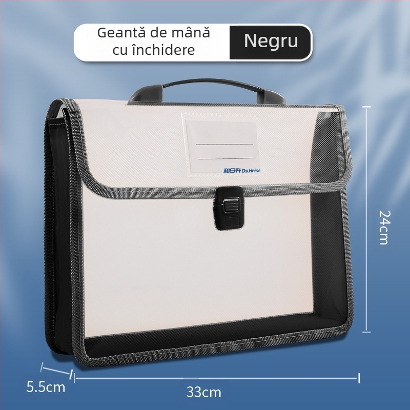 Geantă portabilă A4 pentru documente, geantă tridimensională de mare capacitate, geantă de stocare a datelor pentru manuale, geantă impermeabilă portabilă