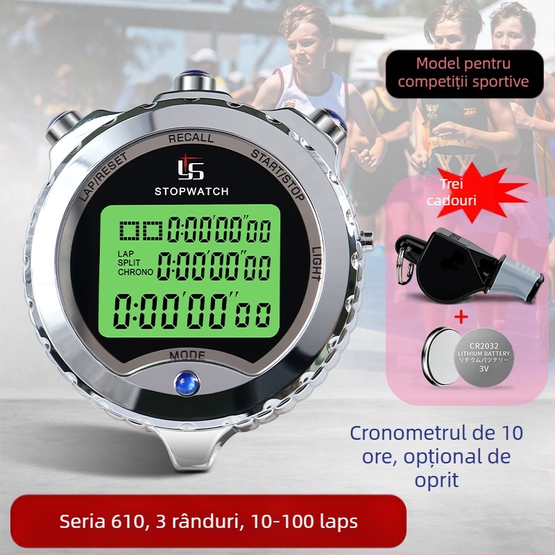 Cronometru electronic metalic, cronometru, arbitru profesionist, competiție de atletism, antrenament pentru studenți, competiție de fitness