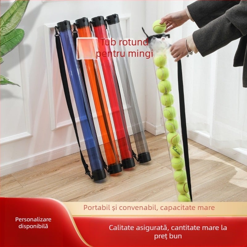 Tub rotund din plastic transparent colorat, tub extins pentru minge, culegător de mingi de tenis, coș pentru mingi, coș pentru mingi, găleată pentru mingi