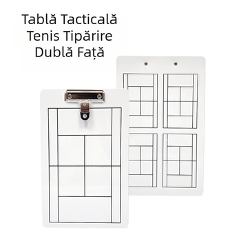 Tablă tactică de tenis, portabilă, universală, cu clipuri, ghid pentru antrenor, exerciții, față-verso, scriere și ștergătoare