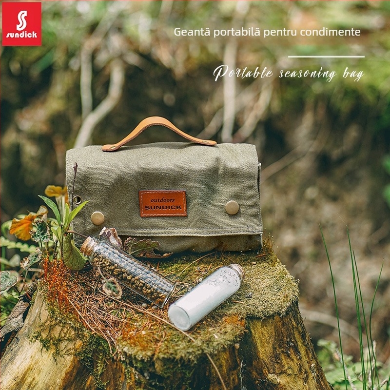 Clienți montani, geantă de depozitare pentru sticle de condimente în afara campingului, sticlă de condimente, sticlă de condimente pentru grătar, combinație de costum, geantă de pânză