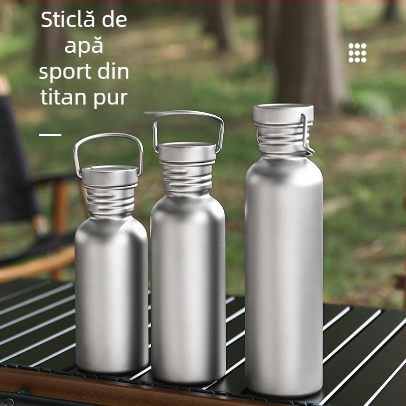 Cupă de titan în aer liber, sticlă de apă sport din titan pur, sticlă de apă pentru camping și ciclism, sticlă de apă pentru călătorii, ustensilă de băut metalică portabilă, cană de titan