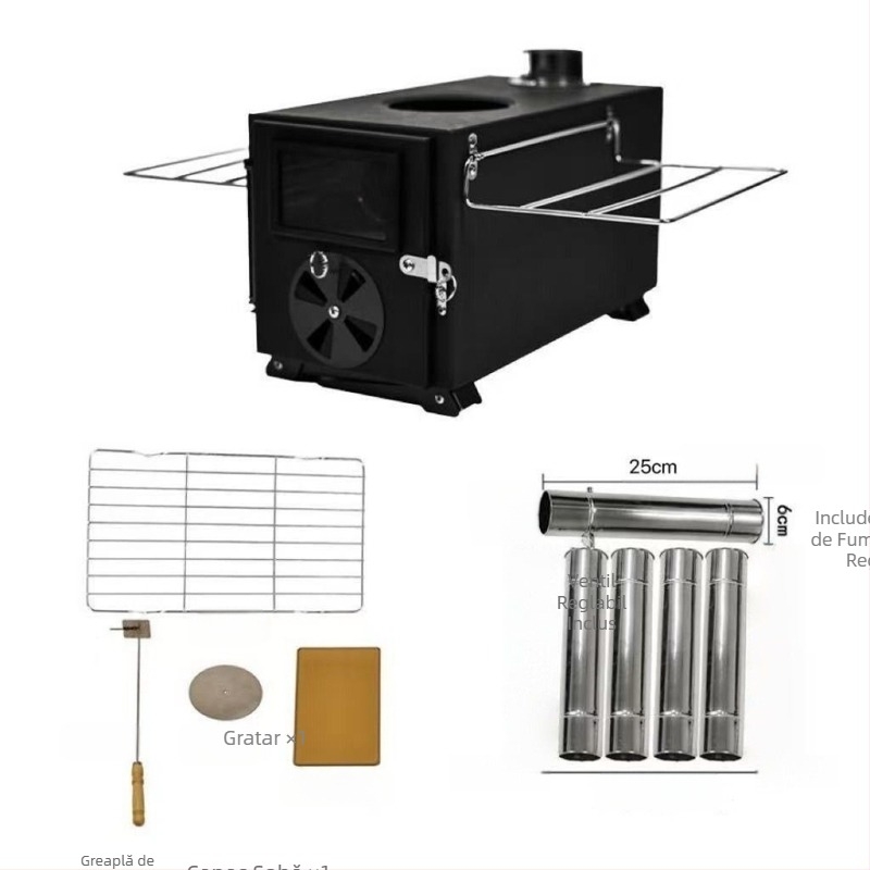 Sobă de lemne pentru camping în aer liber, transfrontalieră, sobă de cort, sobă de încălzire, ușor de pliat, portabilă, cu sobă de lemne de foc multifuncțională
