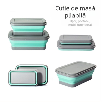 Bol pliabil portabil multifuncțional, cu două seturi, pentru călătorii în aer liber, picnic, acasă și birou, bol de depozitare pentru copii, cutie de prânz pentru boluri