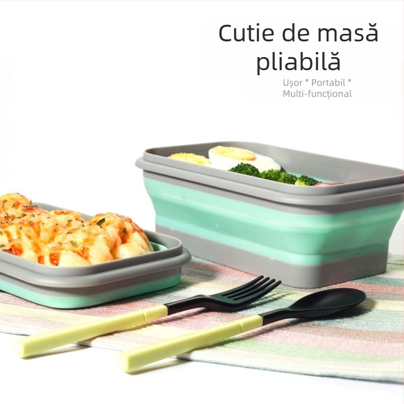 Bol pliabil portabil multifuncțional, cu două seturi, pentru călătorii în aer liber, picnic, acasă și birou, bol de depozitare pentru copii, cutie de prânz pentru boluri