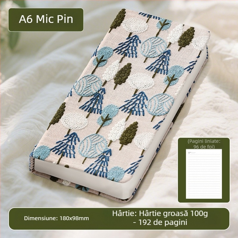 Manual, Jurnal literar cu broderie de margarete, Caiet mic acoperit cu pânză florală, Manual atractiv, Carte goală