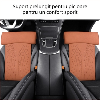 Pernă auto nouă, suport pentru picioare din spumă cu memorie, pernă de scaun în piele întoarsă, suport pentru picioare integrat pentru scaunul principal al șoferului și pernă extinsă pentru scaunul pasagerului