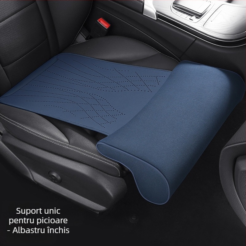 Pernă auto nouă, suport pentru picioare din spumă cu memorie, pernă de scaun în piele întoarsă, suport pentru picioare integrat pentru scaunul principal al șoferului și pernă extinsă pentru scaunul pasagerului