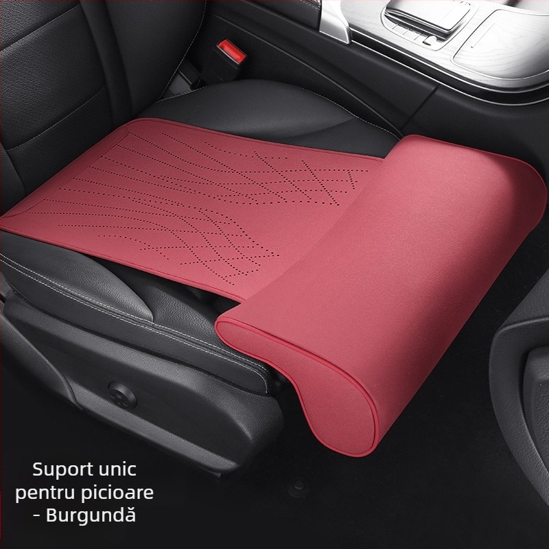 Pernă auto nouă, suport pentru picioare din spumă cu memorie, pernă de scaun în piele întoarsă, suport pentru picioare integrat pentru scaunul principal al șoferului și pernă extinsă pentru scaunul pasagerului