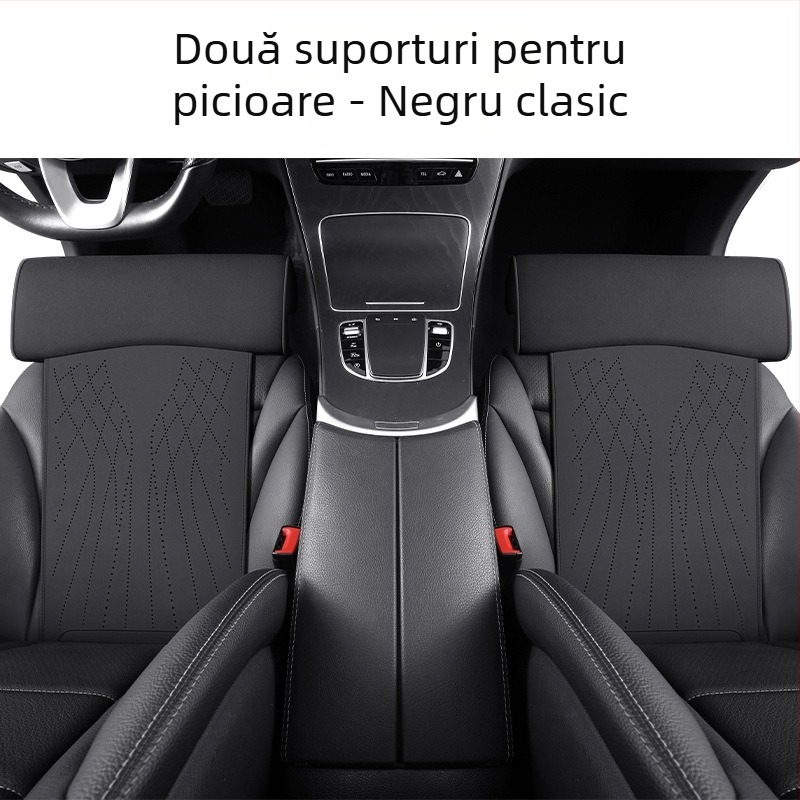 Pernă auto nouă, suport pentru picioare din spumă cu memorie, pernă de scaun în piele întoarsă, suport pentru picioare integrat pentru scaunul principal al șoferului și pernă extinsă pentru scaunul pasagerului