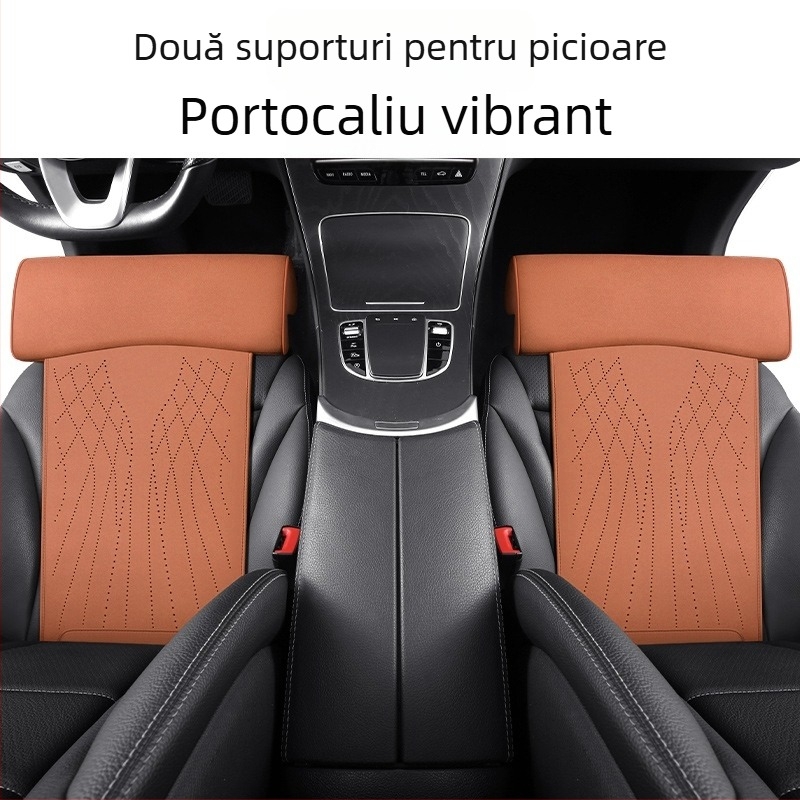 Pernă auto nouă, suport pentru picioare din spumă cu memorie, pernă de scaun în piele întoarsă, suport pentru picioare integrat pentru scaunul principal al șoferului și pernă extinsă pentru scaunul pasagerului