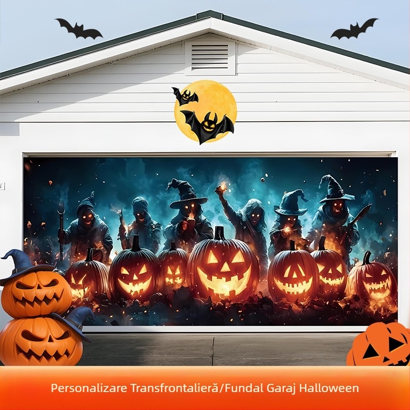 Pânză de fundal pentru garaj de Halloween, transfrontalieră, nou, horror, petrecere, decorare, banner de garaj, check-in, atmosferă de perete, pânză de perete