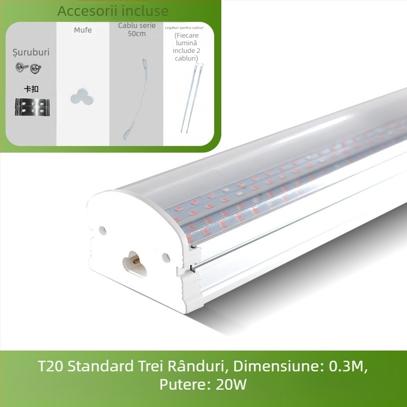 Lampă de creștere a plantelor T20 cu spectru complet, lampă suculentă, lumină suplimentară pentru plante verzi, lampă de creștere a plantelor cu LED-uri