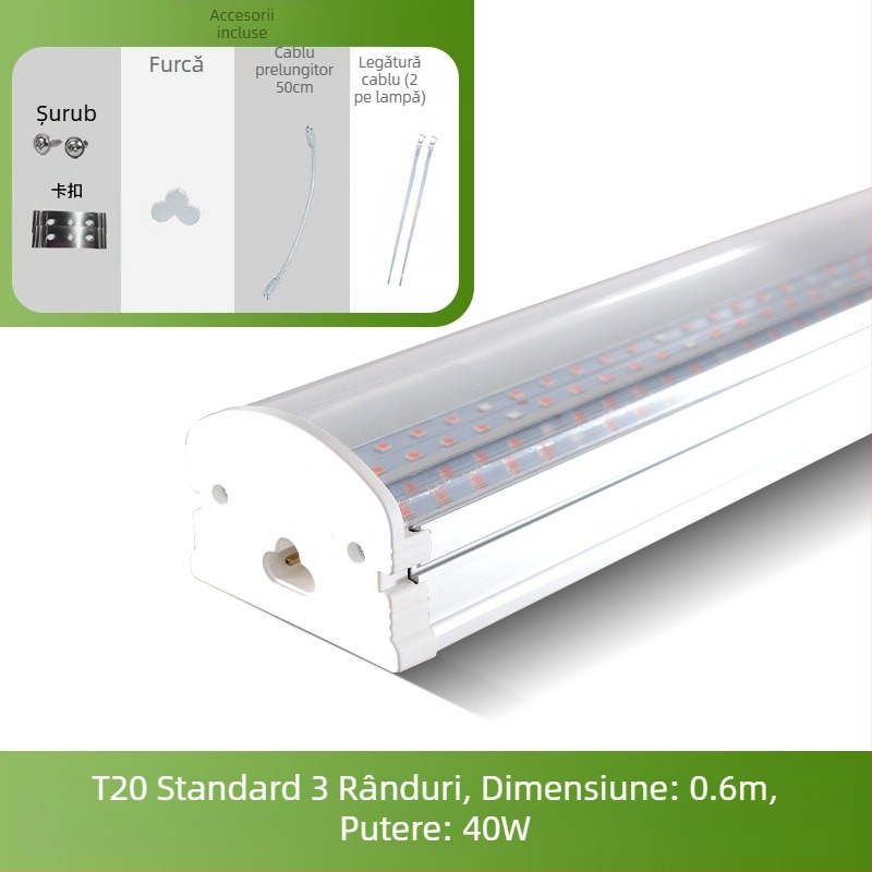 Lampă de creștere a plantelor T20 cu spectru complet, lampă suculentă, lumină suplimentară pentru plante verzi, lampă de creștere a plantelor cu LED-uri