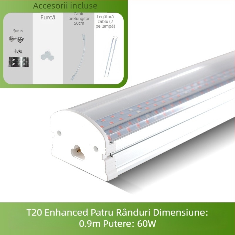 Lampă de creștere a plantelor T20 cu spectru complet, lampă suculentă, lumină suplimentară pentru plante verzi, lampă de creștere a plantelor cu LED-uri