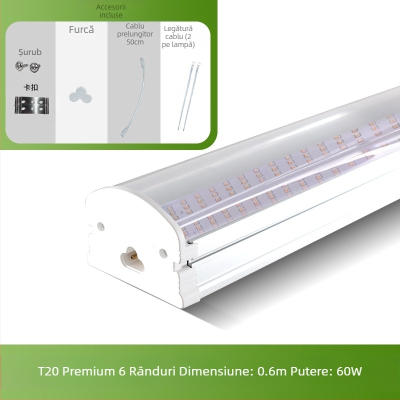 Lampă de creștere a plantelor T20 cu spectru complet, lampă suculentă, lumină suplimentară pentru plante verzi, lampă de creștere a plantelor cu LED-uri