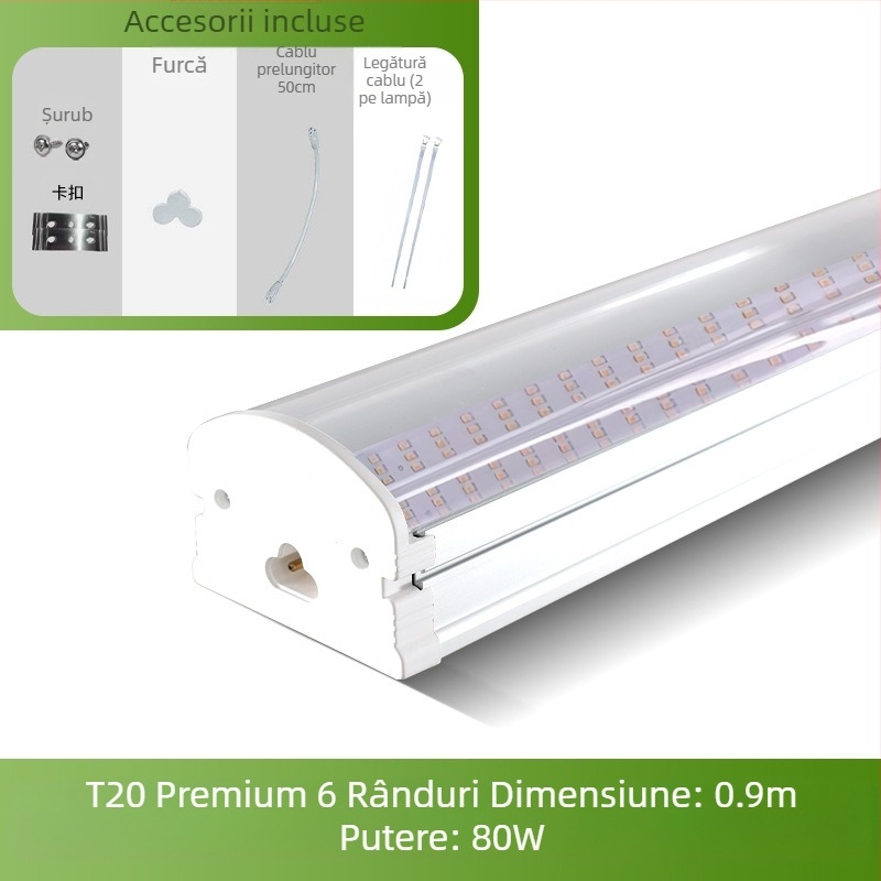 Lampă de creștere a plantelor T20 cu spectru complet, lampă suculentă, lumină suplimentară pentru plante verzi, lampă de creștere a plantelor cu LED-uri