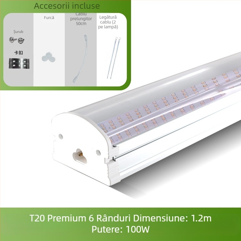 Lampă de creștere a plantelor T20 cu spectru complet, lampă suculentă, lumină suplimentară pentru plante verzi, lampă de creștere a plantelor cu LED-uri
