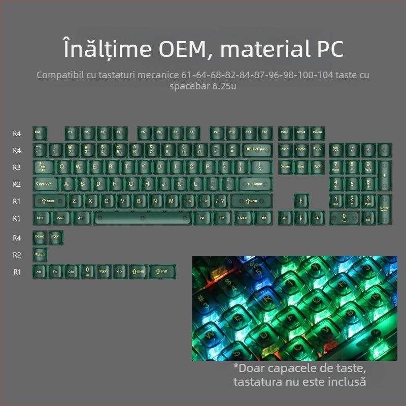 Capac cu bilă din marmură albă OEM, complet transparent, Wooting, roșu, transparent, pentru tastatură mecanică 61 75 98