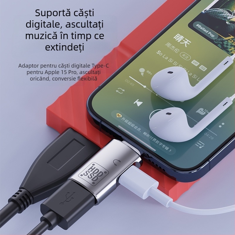 Potrivit pentru adaptorul de telefon mobil Apple, adaptor de încărcare tip C la USB Two-In-One Pd15W, adaptor de transmisie a datelor