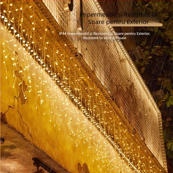 Lumini de cascadă pentru celebrități pe internet, lumini intermitente, șir de lumini, perdea impermeabilă în aer liber, curte, fațadă, decorare, atmosferă, benzi de gheață, lumini