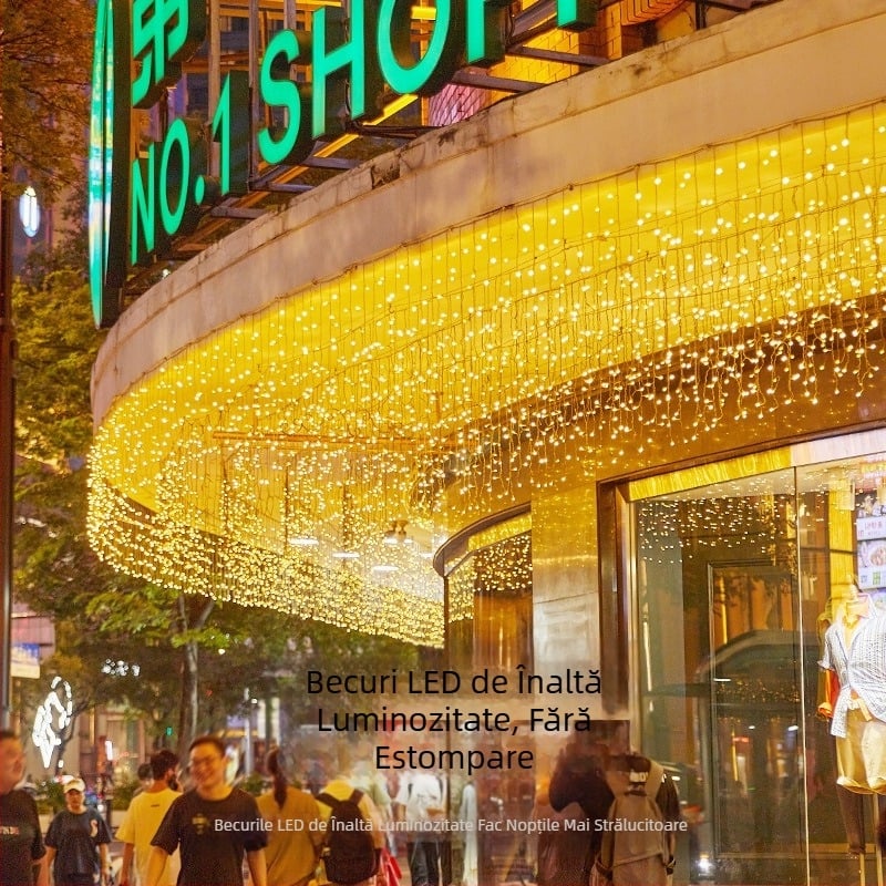 Lumini de cascadă pentru celebrități pe internet, lumini intermitente, șir de lumini, perdea impermeabilă în aer liber, curte, fațadă, decorare, atmosferă, benzi de gheață, lumini